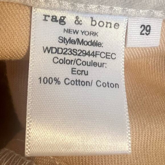 NWT rag & bone Wren High Rise Slim Straight Jeans in Ecru sz 29 Rigid Denim $255 - Picture 14 of 15